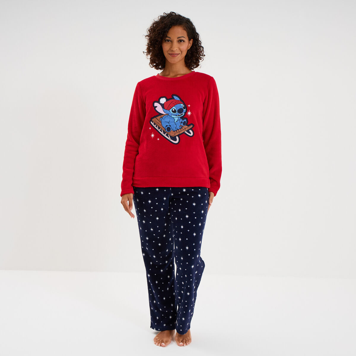 Ensemble pyjama de No&euml;l Stitch rouge femme