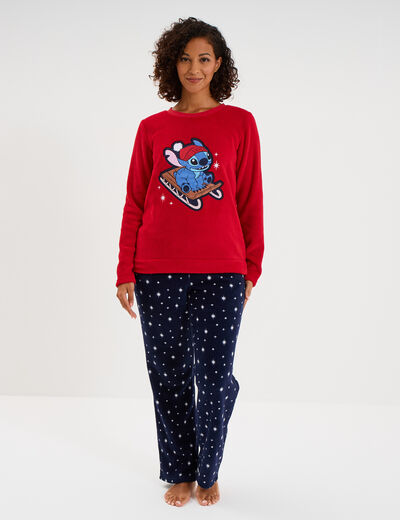 Ensemble pyjama de No&euml;l Stitch rouge femme