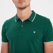 Polo manches courtes bords contrastés vert foncé homme