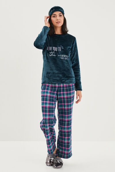 Ensemble pyjama velours 3 pièces violet femme
