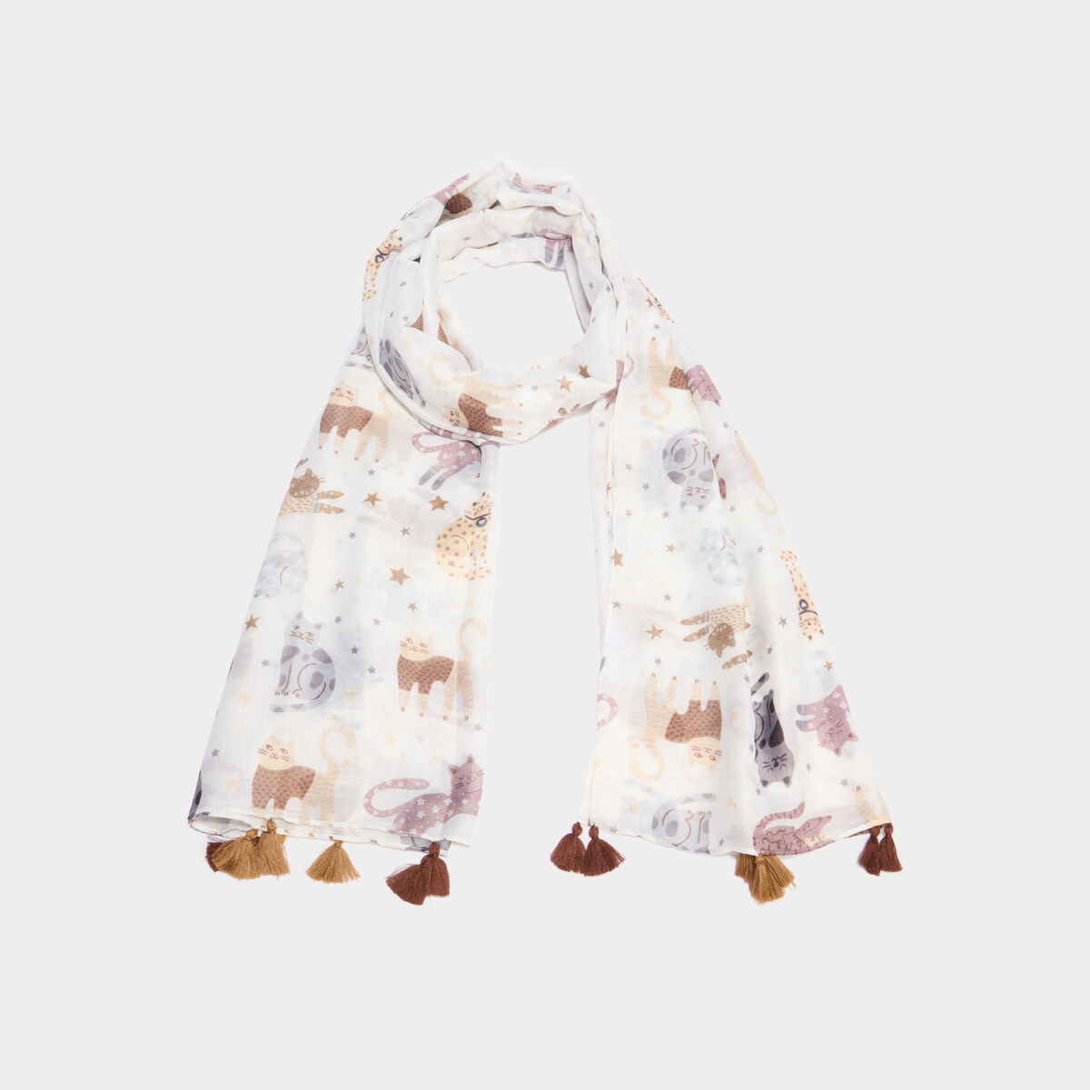 Foulard &agrave; d&eacute;tails pampilles sable femme
