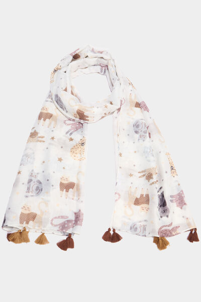 Foulard &agrave; d&eacute;tails pampilles sable femme