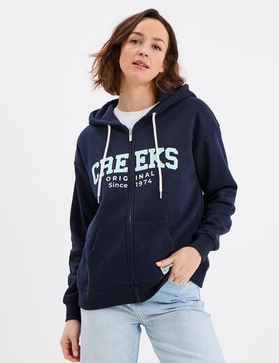 Sweat zippé à capuche Creeks Original bleu marine femme