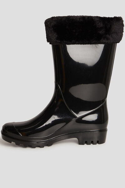 Bottes de pluie fourrées noir femme