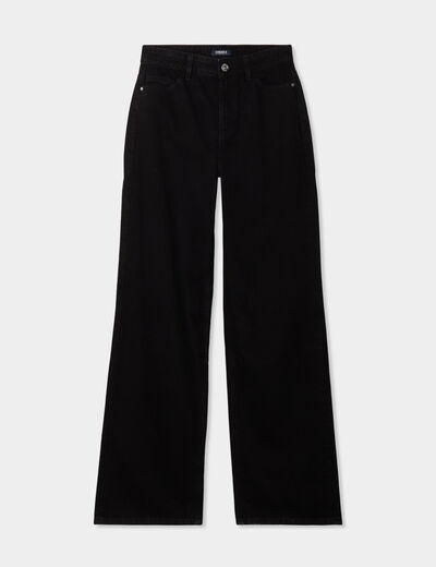 Jeans wide leg taille haute Creeks denim noir femme