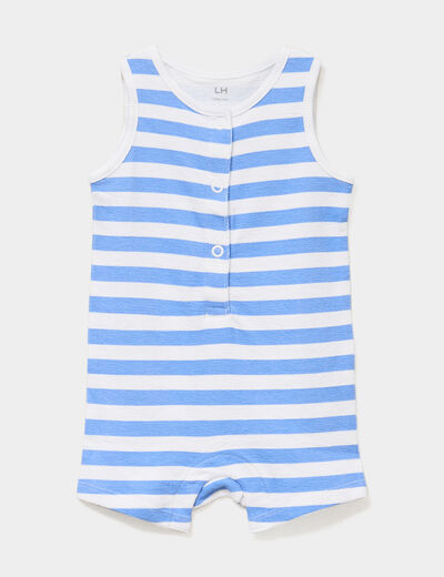 Combishort sans manches coton blanc b&eacute;b&eacute; gar&ccedil;on