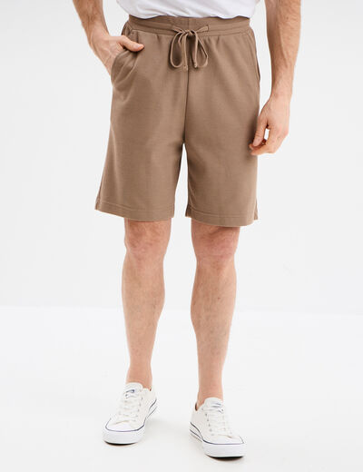 Bermuda droit effet reliéfé taupe homme