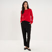 Pull col rond manches longues rouge femme
