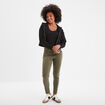 Sweat zippé à capuche court noir femme