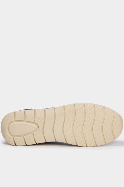 Tennis basses &agrave; lacets pied large bleu marine femme