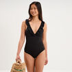 Maillot de bain une pi&egrave;ce volants noir femme