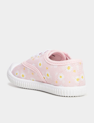 Tennis en toile à lacets rose fille