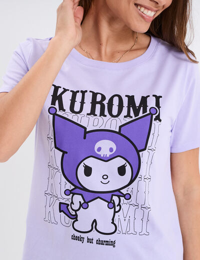 T-shirt coton Hello Kitty Kuromi parme femme