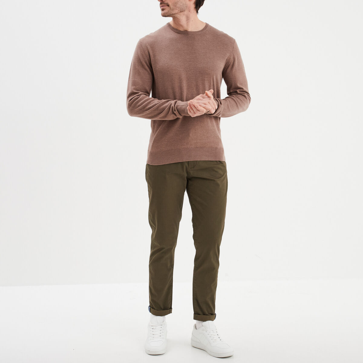 Chino Slim Kaki Denim&Co Taille 32x32 - Neuf Sans étiquettes, Coton élasthanne, Fermeture éclair