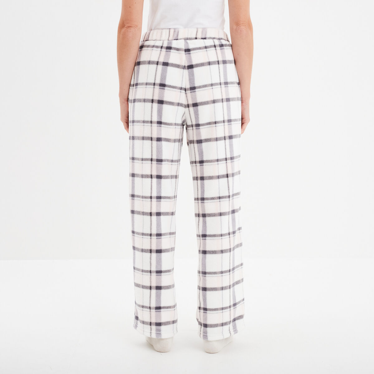 Pantalon de pyjama effet polaire gris femme