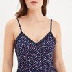 Haut de pyjama débardeur col V bleu marine femme
