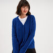 Gilet cardigan ajour&eacute; manches longues bleu roi femme