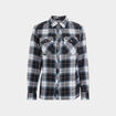 Chemise manches retroussables poches bleu femme