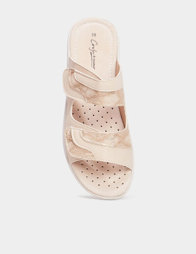 Sandales à scratchs cuir Confortissimo sable femme