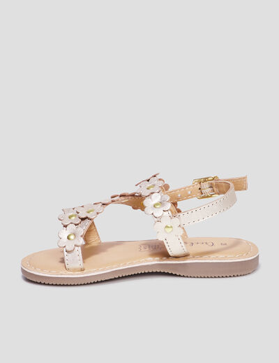 Sandales brides à fleurs en cuir Creeks jaune or fille