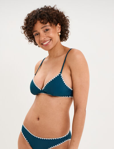 Haut de maillot de bain triangle bleu p&eacute;trole femme