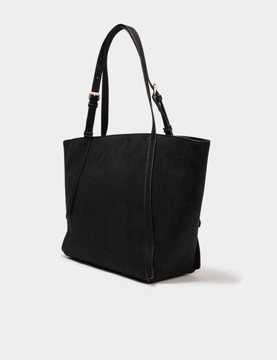 Sac cabas grand format zipp&eacute; noir femme