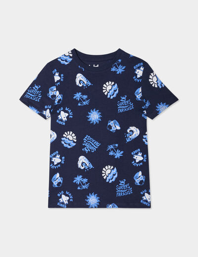 T-shirt manches courtes coton bleu pastel garçon