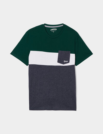 T-shirt droit 1 poche buste coton Creeks vert foncé homme