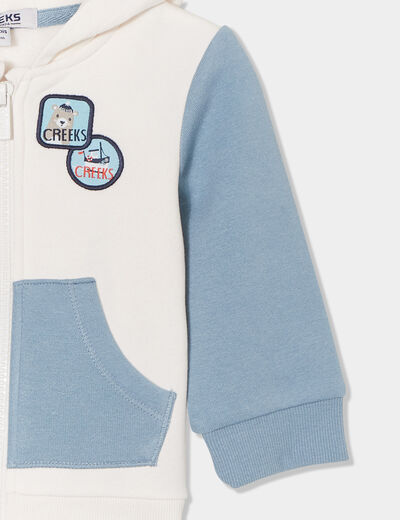 Gilet zippé à capuche Creeks ecru bébé garçon