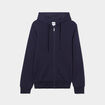 Sweat zipp&eacute; molleton &agrave; capuche bleu marine homme