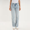 Jean droit taille basse coton denim triple stone femme
