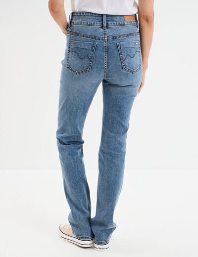Jean denim droit en coton denim stone femme
