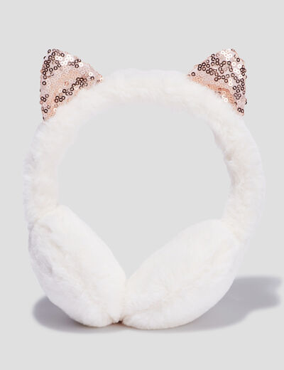 Cache-oreilles avec sequins ivoire fille