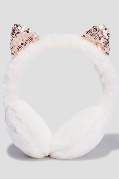Cache-oreilles avec sequins ivoire fille
