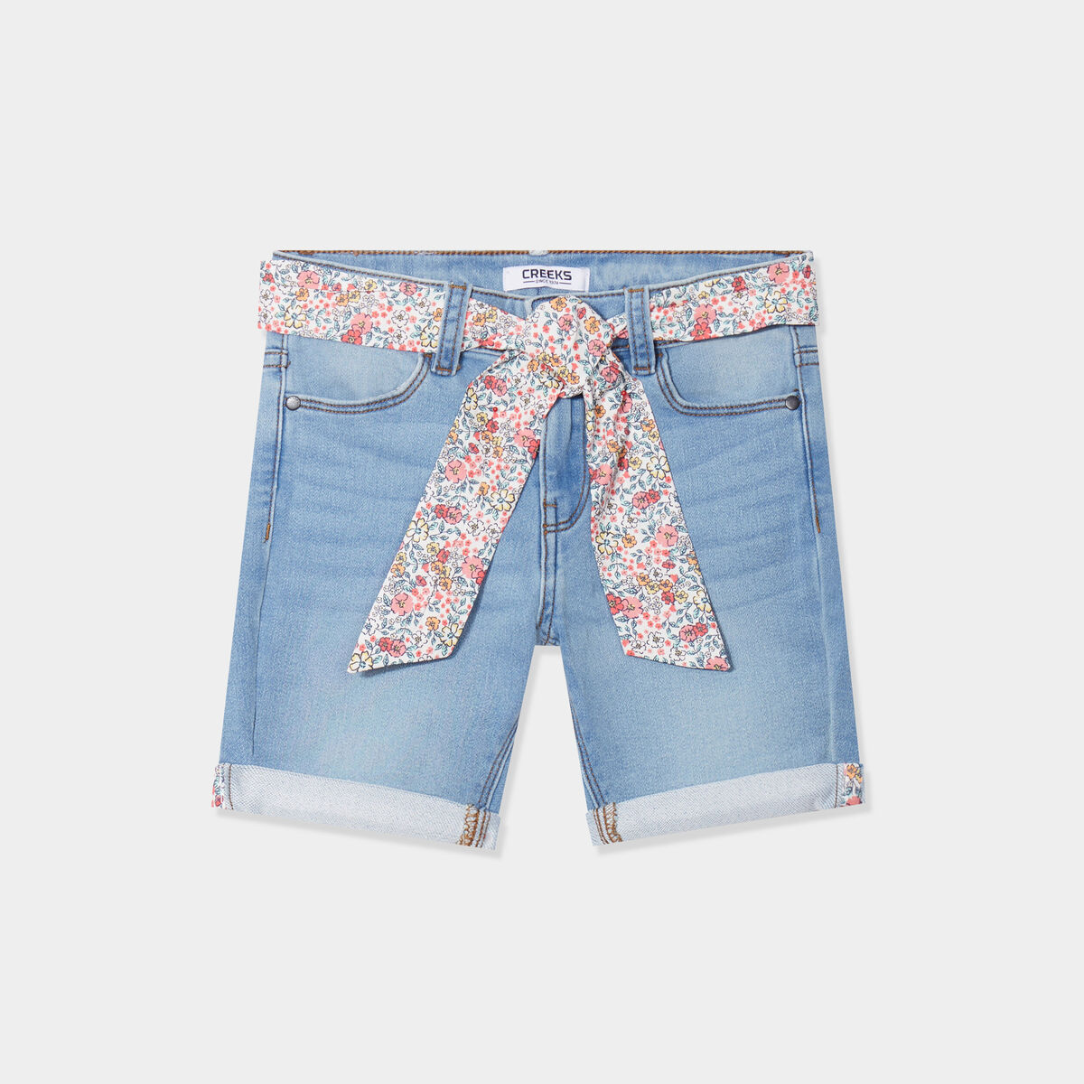 Short avec ceinture à nouer ecru fille