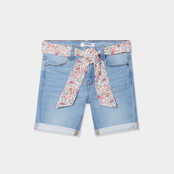 short avec ceinture a nouer ecru fille Short avec ceinture à nouer ecru fille