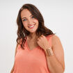 Débardeur droit col en V sans manches rose corail femme grande taille