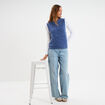Pull sans manches col rond bleu femme