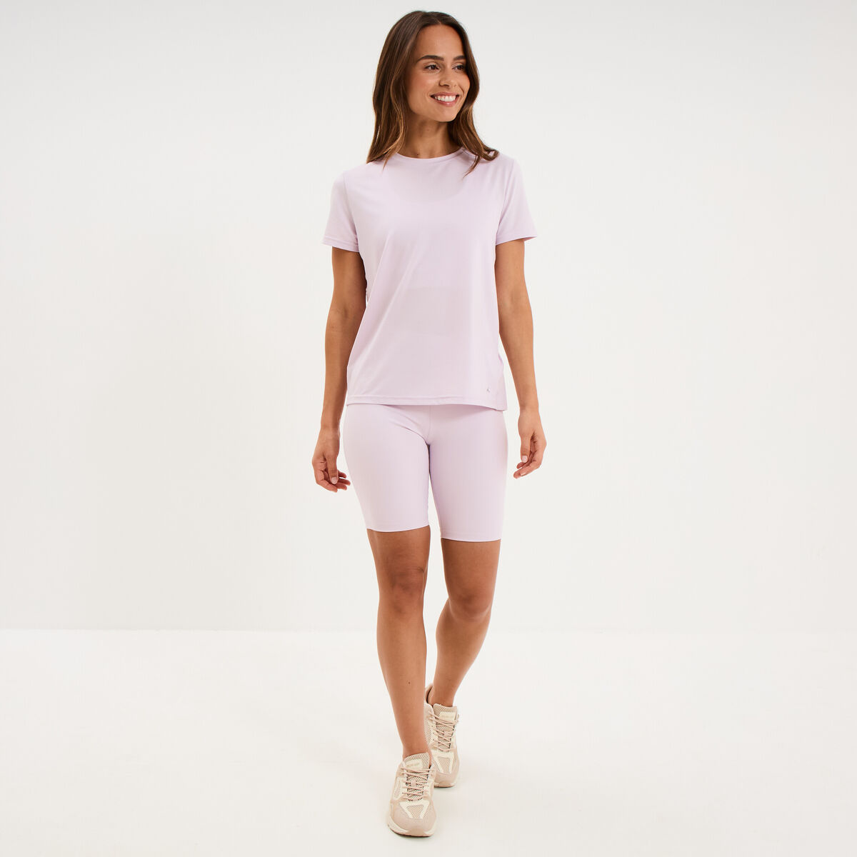 T-shirt de sport droit manches courtes violet clair femme