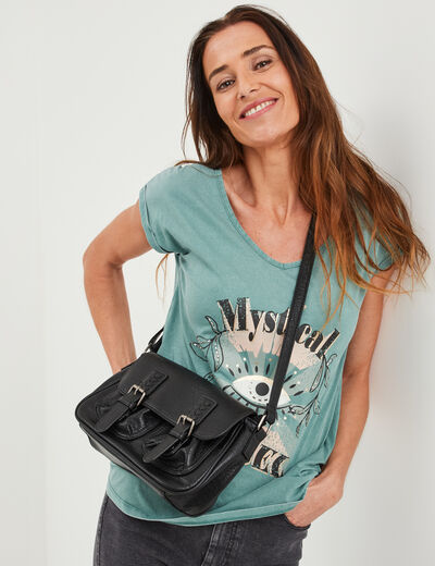 Sac cartable avec poches plaquées noir femme