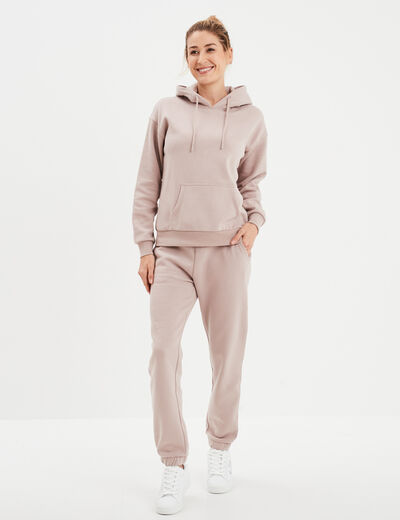 Sweat hoodie molleton à capuche marron clair femme