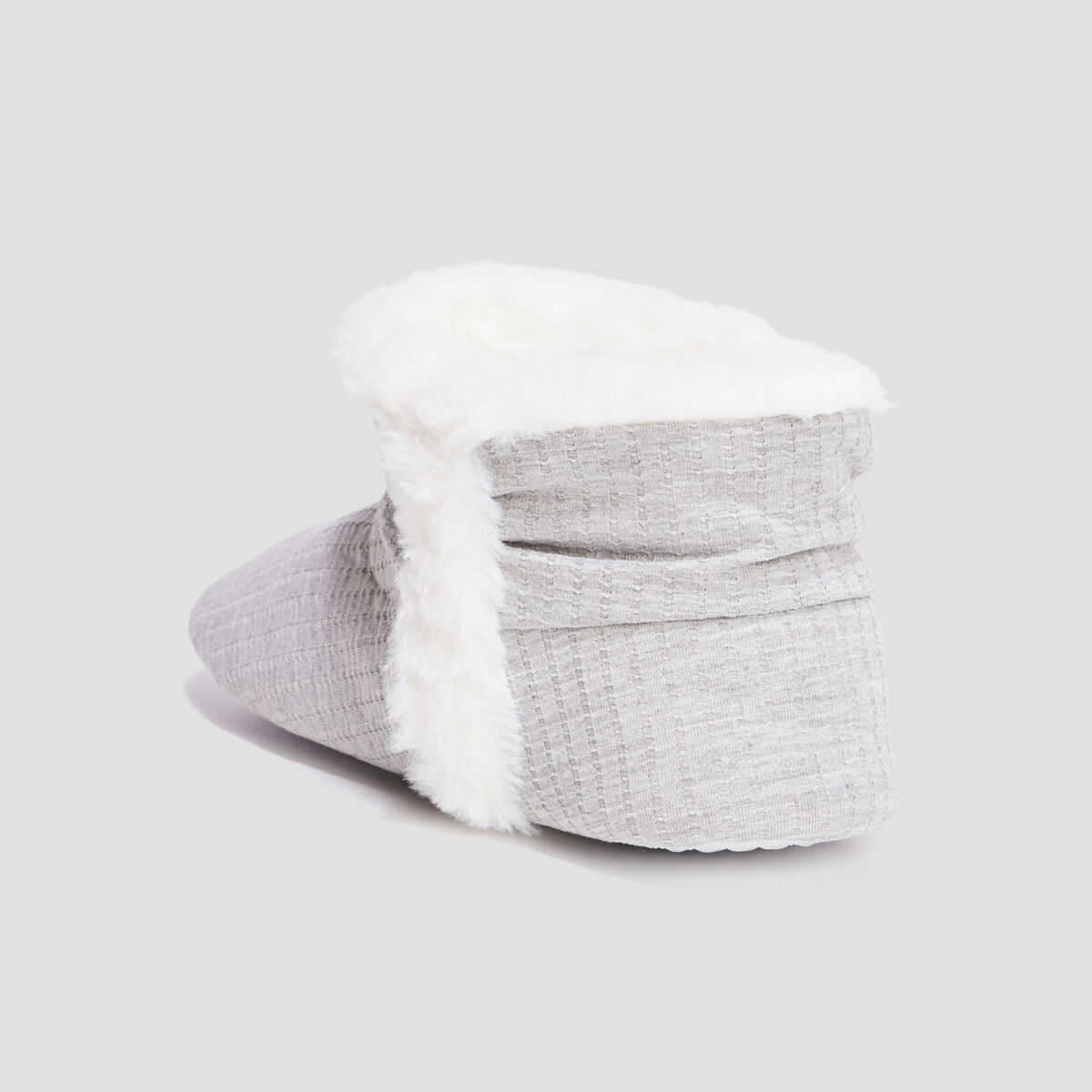 Chaussons bottines fourr&eacute;es gris femme