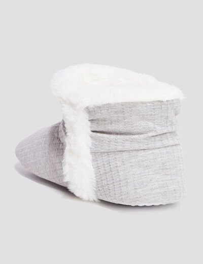 Chaussons bottines fourrées gris femme