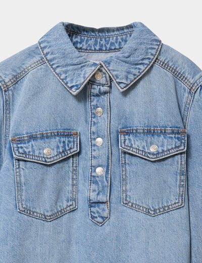 Robe chemise en jean denim double stone fille