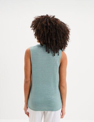 D&eacute;bardeur col en V sans manches bleu gris femme