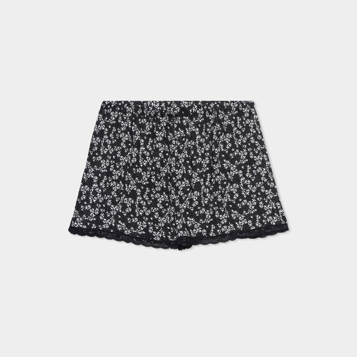 Bas de pyjama short détails dentelle noir femme