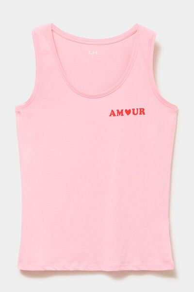 D&eacute;bardeur col rond droit coton rose femme