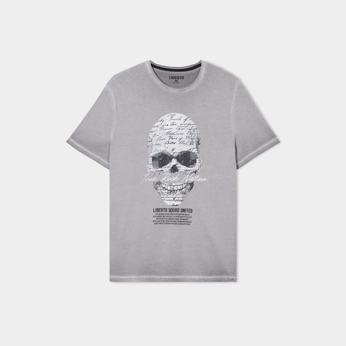 T-shirt manches courtes coton Liberto gris clair homme