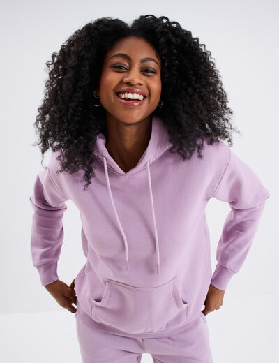 Sweat hoodie molleton à capuche violet clair femme