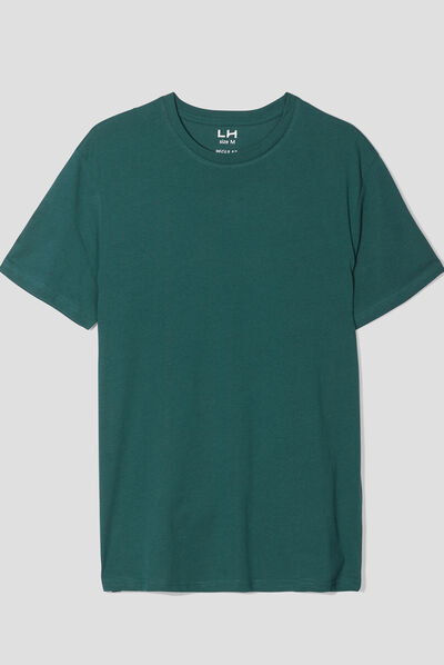 T-shirt en coton manches courtes vert foncé homme